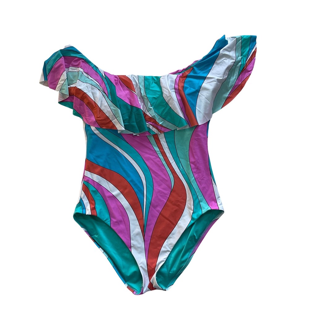 Trina Turk NWOT Apollo Ruffle One Piece Swimsuit Women's Size 14